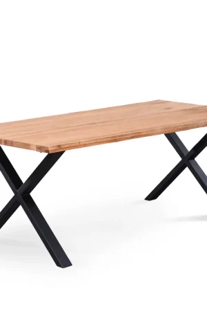 Vendita Finale Susan - Tavolo da pranzo - 200x95 cm - Quercia naturale oliata con gambe a croce (Preparato per pannelli aggiuntivi)