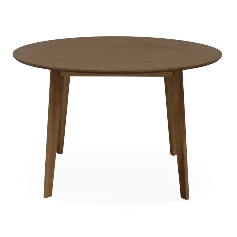 Miles – Tavolo da pranzo rotondo Ø120 cm in impiallacciatura di rovere affumicato con motivo a spina di pesce Esclusivo