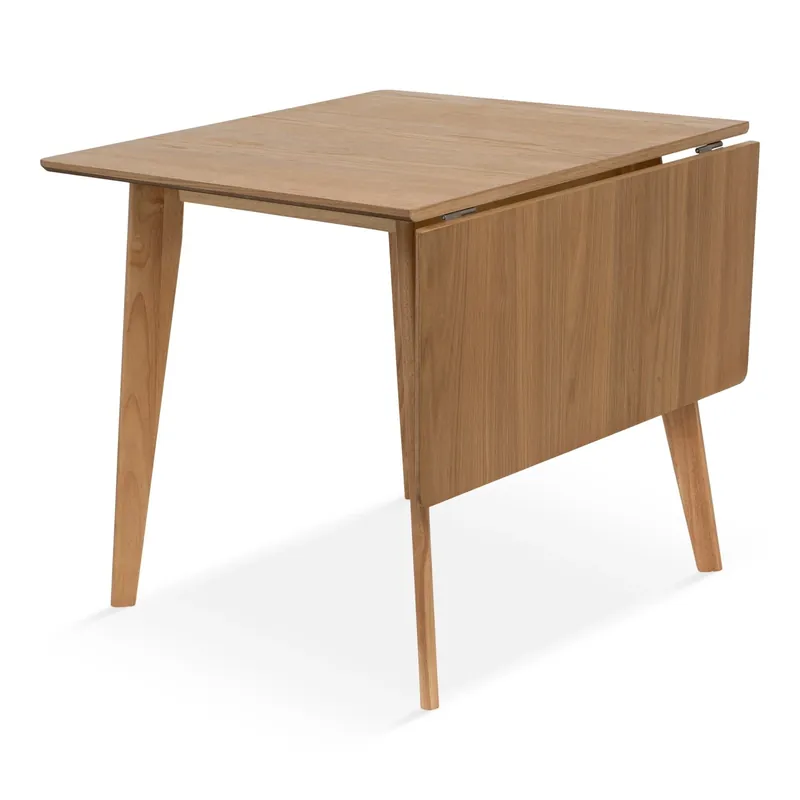 Ezra - Tavolo pieghevole in rovere con prolunghe in impiallacciato di rovere laccato - 80/120 x 80 cm Pagamento Sicuro