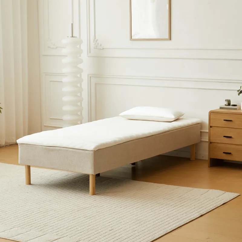 Esclusivo Base letto in beige 90x200 cm con topper in schiuma PU da 4 cm escl. gambe
