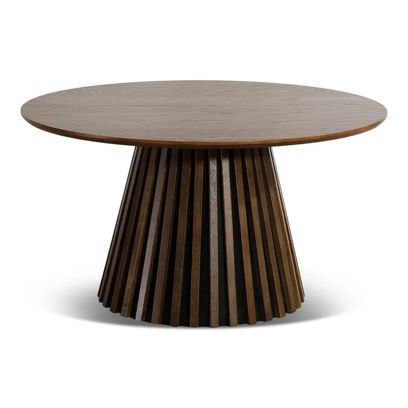 Super Prezzo Lewis tavolino con lamelle Ø90 cm in impiallacciatura rovere affumicato