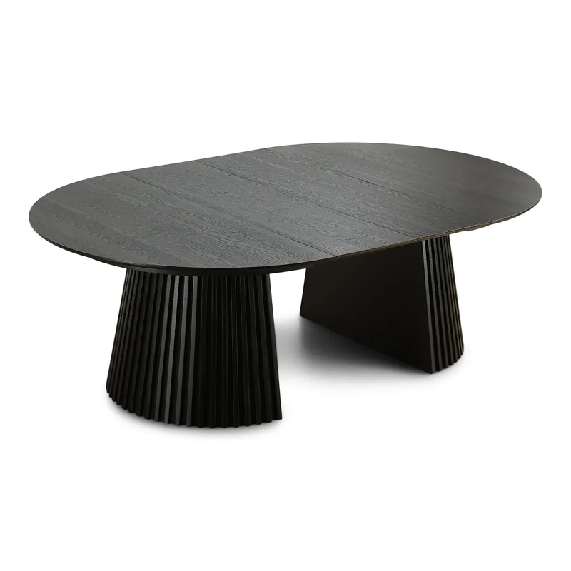 Lewis - Tavolo rotondo da pranzo in legno di quercia nera con allunghe 150/190/230 CM - 2x pannelli aggiuntivi inclusi A Buon Prezzo