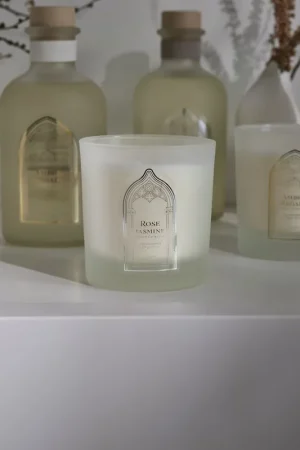 Candela in vetro rosa e gelsomino Super Prezzo